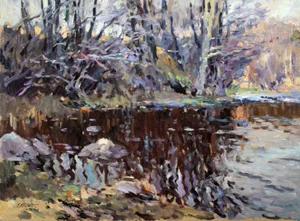 Edgars Vinters, Sunny Autumn Day, 1978, Oil on Cardboard