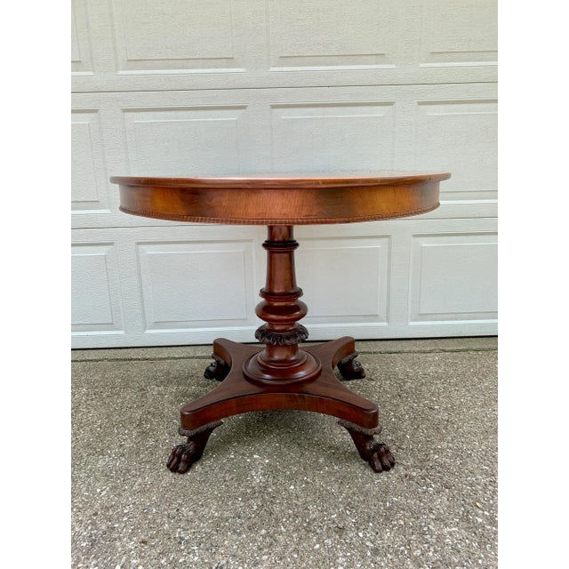 Antique American Empire Mahogany Paw Foot Pedestal Center Table, Late 19th Century For Sale - Image 10 of 12
