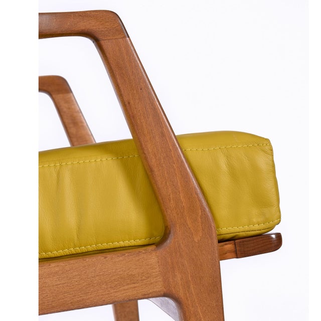 Yellow Leather Lawrence Peabody for Selig Danish Modern Danish Lounge Chairs For Sale - Image 13 of 17