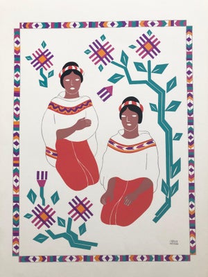 Carlos Merida, 1945 Mexican Modernist Silkscreen Serigraph Print Regional Dress Carlos Merida, 1945