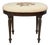 Antique Traditional Mahogany Floral Needlepoint Oval Vanity Seat Stool For Sale