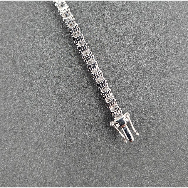 Metal 6.24 Ct Princess Cut Diamond Tennis Bracelet For Sale - Image 7 of 8