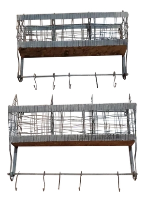 Metal and Wire Vintage Bin or Wall Rack