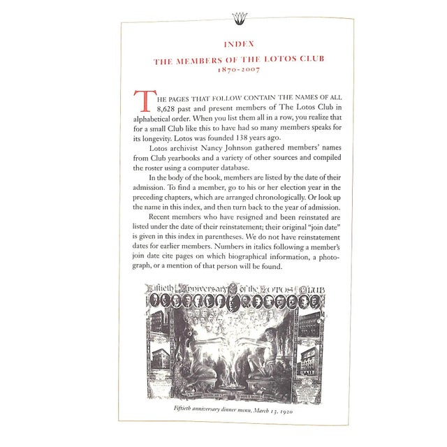 "The Members of the Lotos Club 1870 Through 2007" 2008 For Sale - Image 11 of 12
