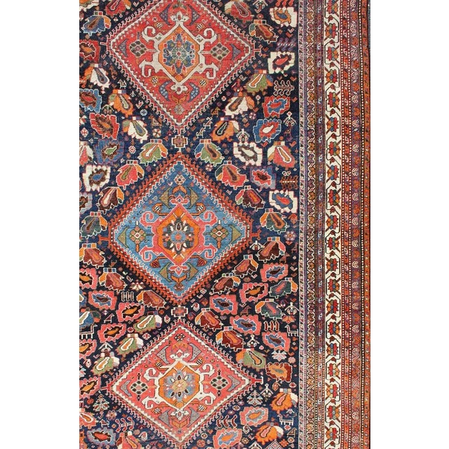 Qashqai rug antique from Persian with detailed and colorful Tri-Medallion design, Keivan Woven Arts / rug ema-7589,...