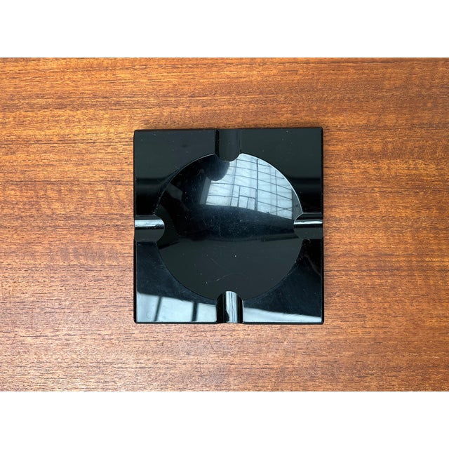 Vintage Black Glass Ashtray, 1980s For Sale - Image 4 of 15