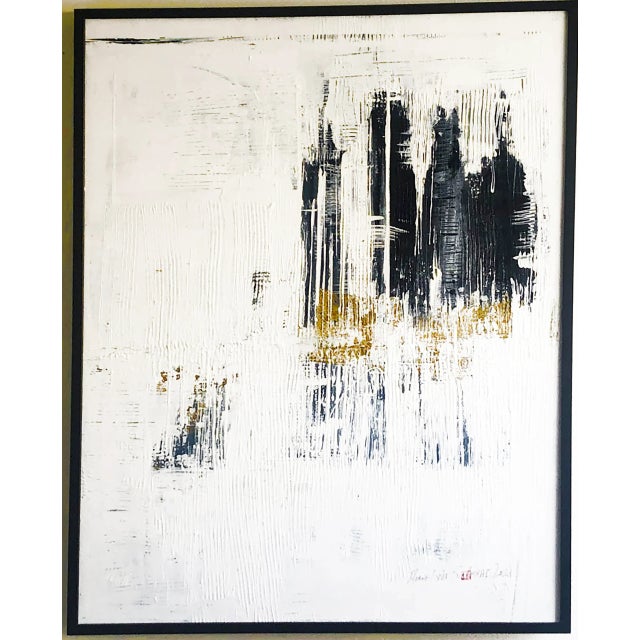 Textile "Marvel VIII" Contemporary Modernist Abstract Acrylic Painting, Framed For Sale - Image 7 of 7