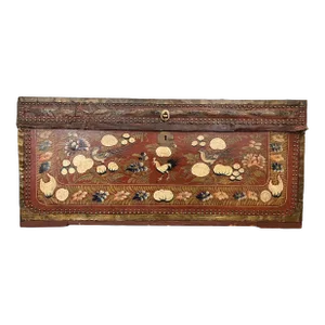 Antique Chinese Export Trunk With Polychrome Decoration, 19th Century