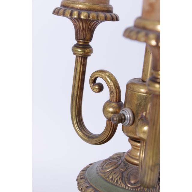 Vintage Marble & Brass 3 Light Table Bouillotte Lamp For Sale - Image 15 of 16