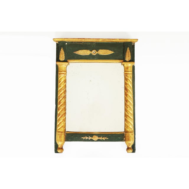 Antique French Rectangular Mirror in Green Lacquered and Gilded Wood, 1800s For Sale - Image 10 of 10