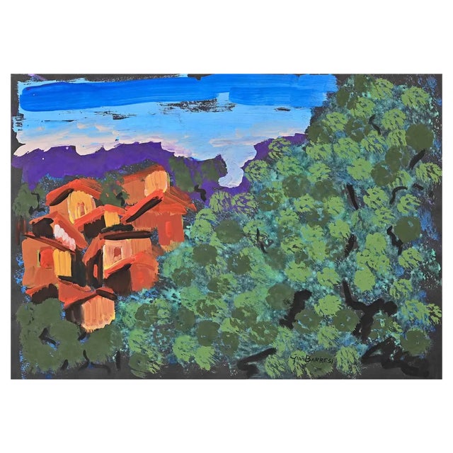 Gian Barresi, Marine Landscape, Tempera, 1990s For Sale