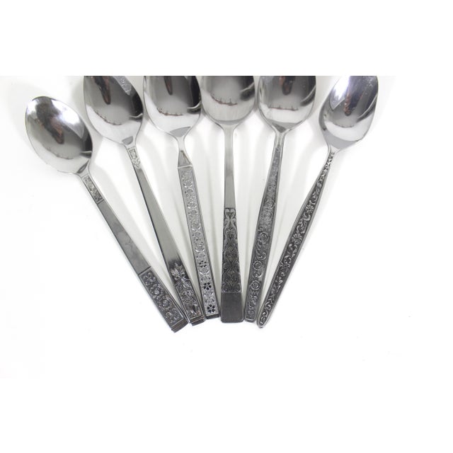 You will get the exact spoons pictured. Curated vintage mismatched set of six mid century modern stainless steel teaspoons...