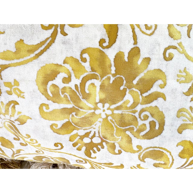 Italian Vintage Italian Fortuny Tasseled Floral Pillows/ a Pair For Sale - Image 3 of 9