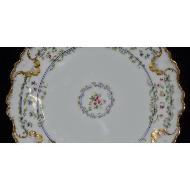 Limoges B and H France Floral Garlands Dinner Plate Brushed Double Gold For Sale - Image 11 of 15