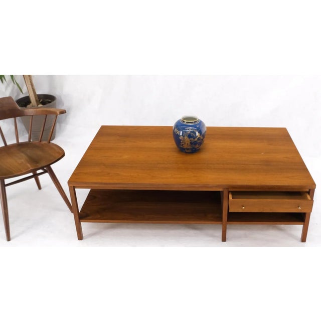 Large rectangle walnut one drawer Paul McCobb coffee table for Calvin 1960s MINT.