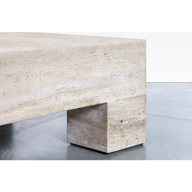 Beige 1970s Monumental Italian Travertine Coffee Table For Sale - Image 8 of 11