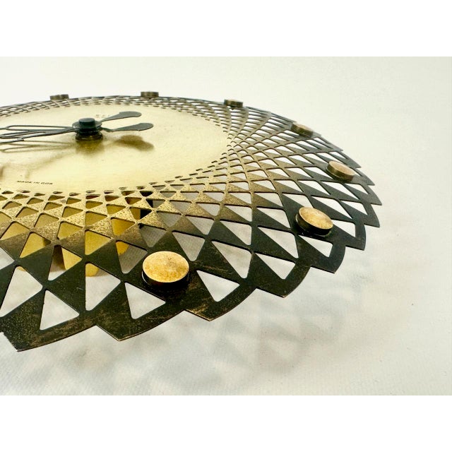 Mid-Century Modern Mid-Century Brass and Steel Wall Clock from Weimar, 1960s For Sale - Image 3 of 8