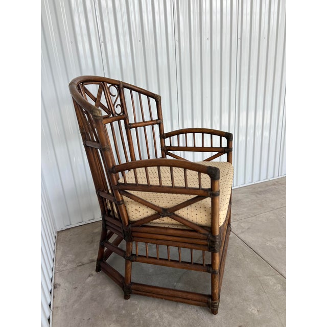 Vintage Rattan Bamboo Chair With Cushion, Mid 20th Century Chairish