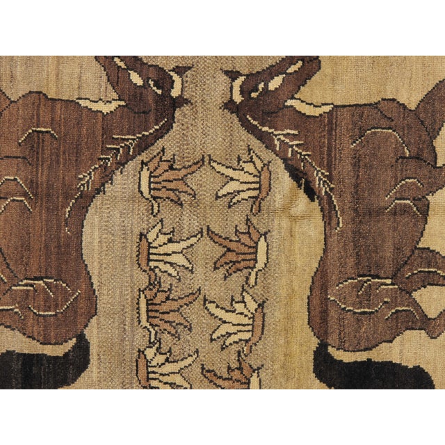 1980s Persian Hand-Knotted Gabbeh Rug With Stylized Horse Motifs 3'4" X 5'3" For Sale - Image 5 of 6