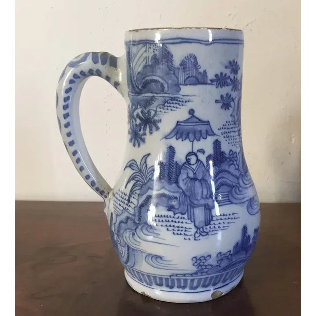 Blue Antique 18th Century English Delft Tin Glaze Earthenware Mug For Sale - Image 8 of 11
