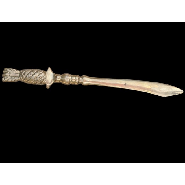 American Vintage Brass Pineapple Letter Opener Desk Accessory For Sale - Image 3 of 6