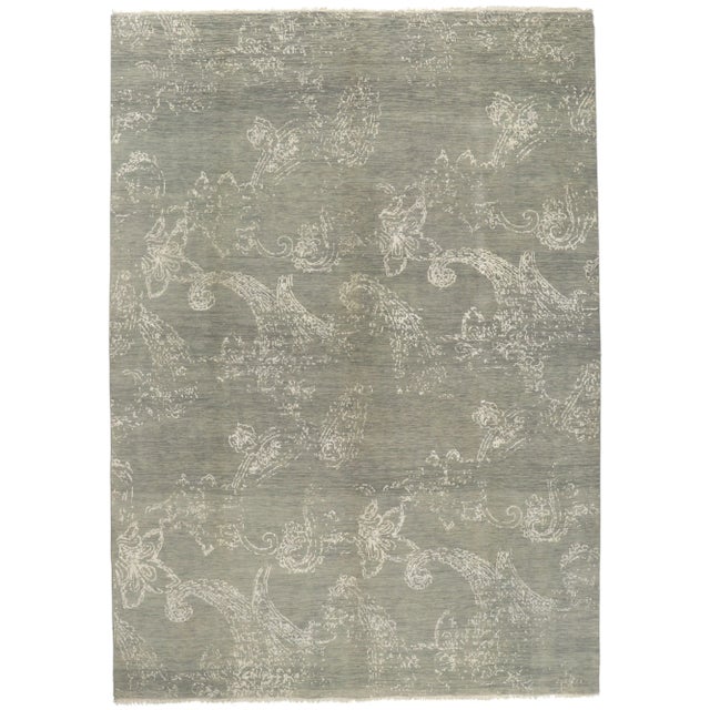 Gray Indian Area Rug - 10'01 X 14'02 For Sale - Image 10 of 11