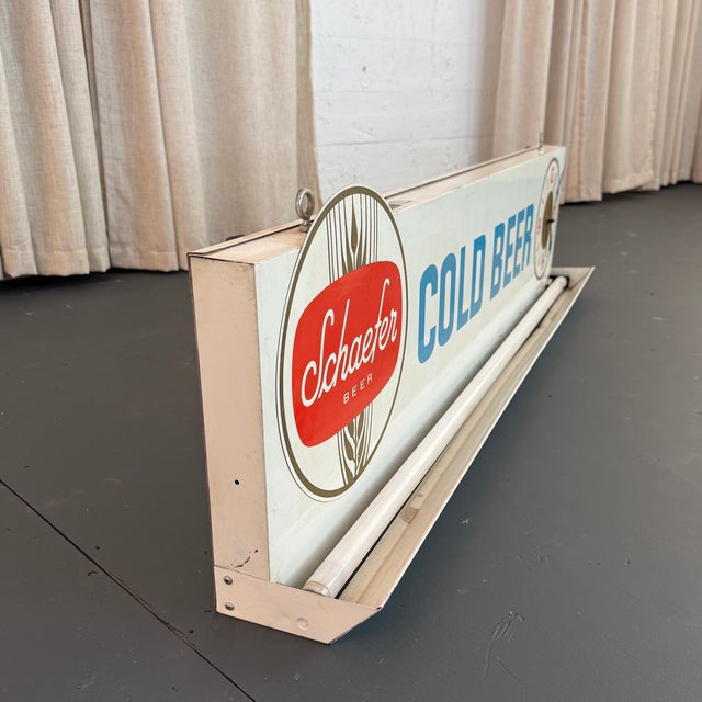Mid-Century Modern Mid 20th Century Schaefer "Cold Beer" Lit Wall Sign Clock For Sale - Image 3 of 8
