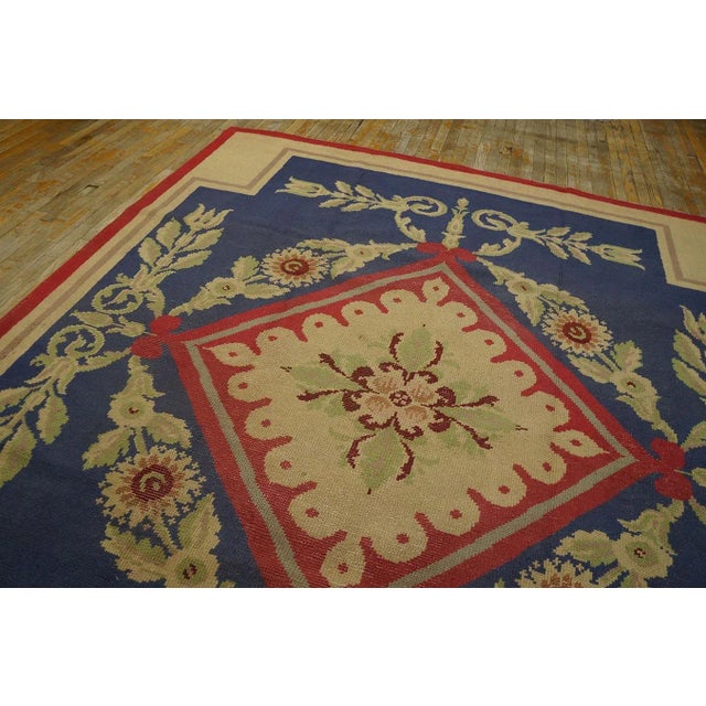 Blue 1930s French Art Deco Carpet ( 8'5" x 10'5" - 257 x 318 ) For Sale - Image 8 of 11