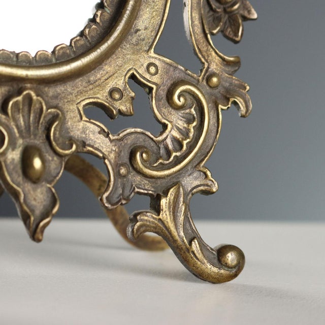 Metal Small Bronze Table Mirror For Sale - Image 7 of 9
