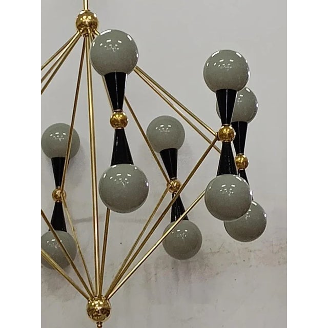Murano Glass and Brass Grey and Black Chandelier, 2000 For Sale - Image 6 of 9