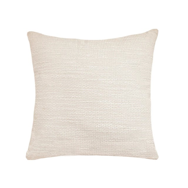 Natural Waves 24x24 Beige Indoor Outdoor Pillow For Sale - Image 4 of 4