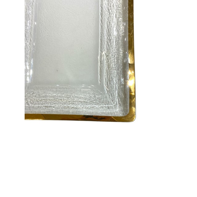 Contemporary Extra-Large Annieglass Roman Antique Gold Trim Glass Tray For Sale - Image 3 of 12