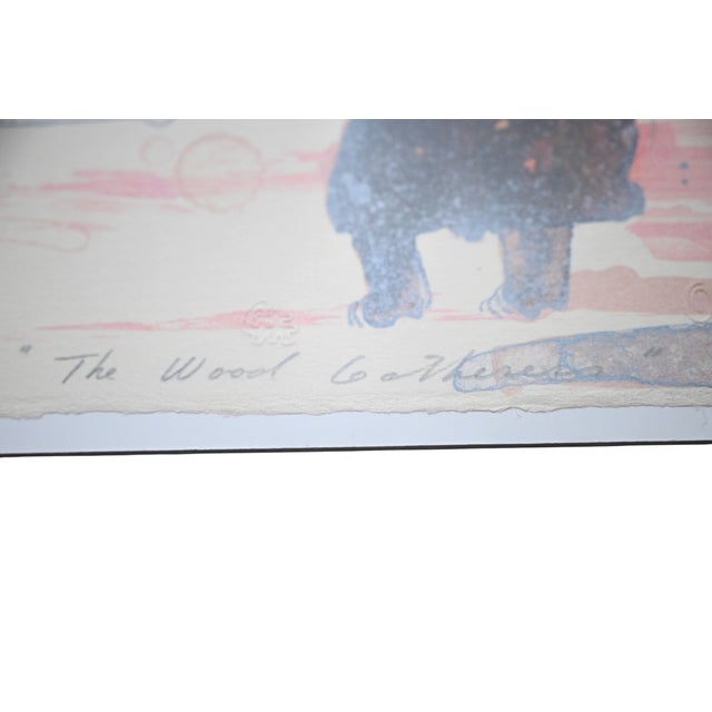 1980s 1980 Earl Biss "The Wood Gatherers" Signed Serigraph 66/100, Crow Winter Camp Scene For Sale - Image 5 of 7