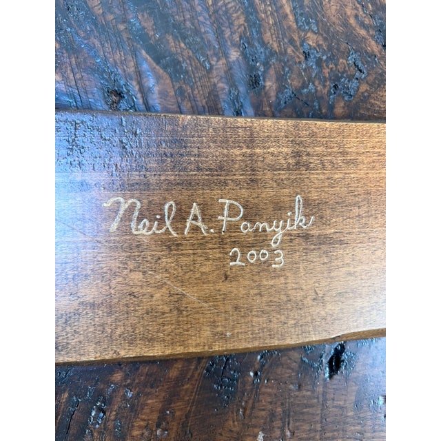 Wood Vintage Hand Made Oak Wabi Sabi Bench Signed Neil Panyik For Sale - Image 7 of 9