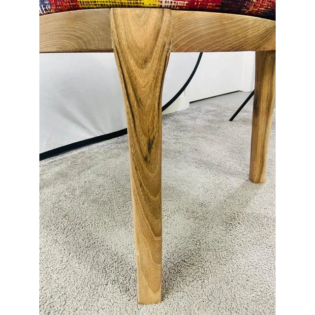 Ruby Red Mid-Century Modern Style Chair Multicolor Upholstery and Walnut Frame, a Pair For Sale - Image 8 of 13