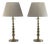 A Pair of Ralph Lauren Antique Brass Buffet Lamps With Pleated Linen Shades For Sale