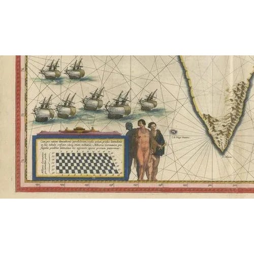 Gold Strait of Magellan Map with Tierra Del Fuego from Blaeu, 1642 For Sale - Image 8 of 11