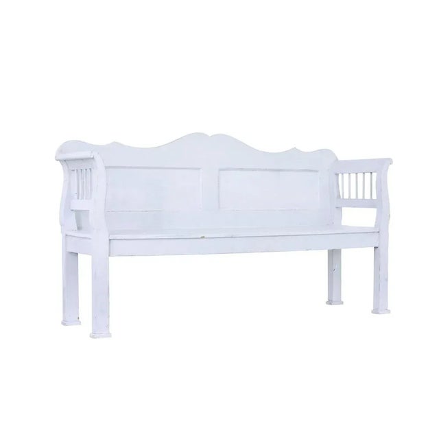 Wood Gustavian Inspired 19th Century Swedish Pine Bench, 1890s For Sale - Image 7 of 8