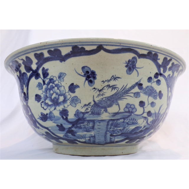 Large Chinoiserie Blue and White Bowl Chairish