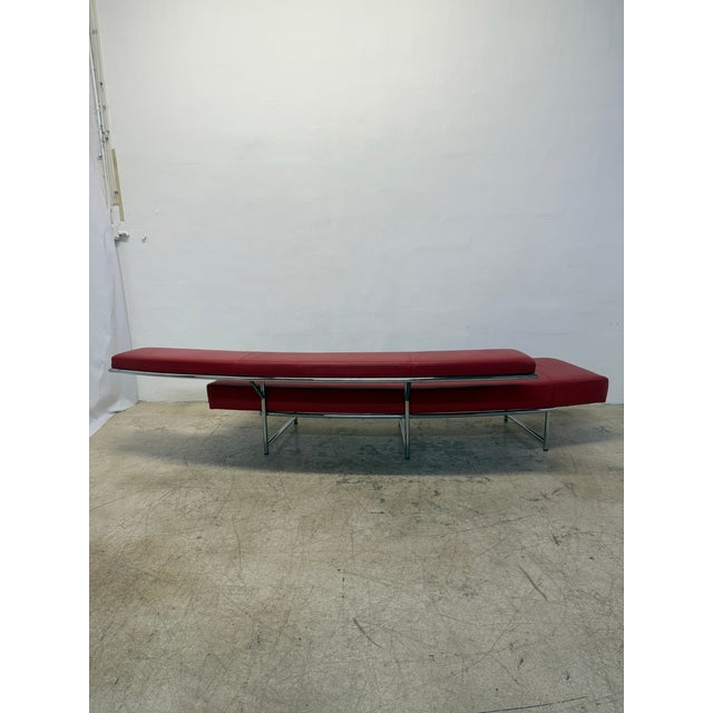 1990s Eileen Gray “Monte Carlo” Red Leather and Chrome Sofa for ClassiCon For Sale - Image 5 of 11