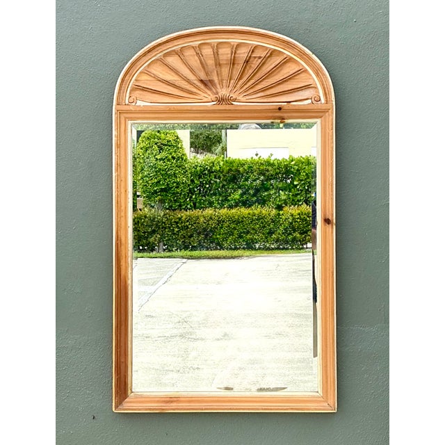 American Vintage Pulaski Arched Wood Frame Mirror For Sale - Image 3 of 16