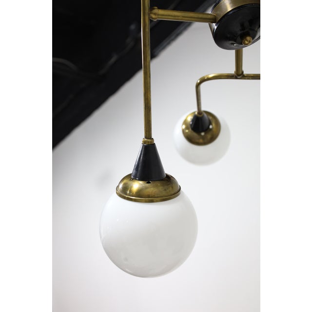 Stilnovo 1960s Stilnovo Style Chandeliers in Brass and Glass - a Pair For Sale - Image 4 of 8
