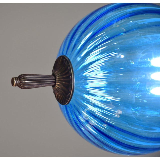 Blue Vintage Murano Blue Glass Pendant Light, 1960 For Sale - Image 8 of 11