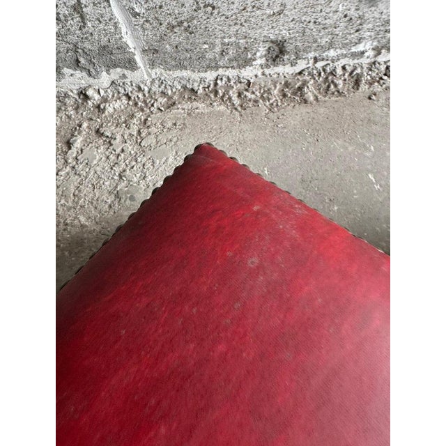 Animal Skin Leather Poufs with Nailed Seam, Set of 2 For Sale - Image 7 of 8