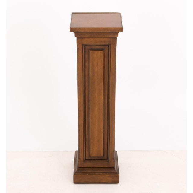 Neoclassical Style Walnut Pedestal Stand. 40" H x 11.5" W x 11.5" D. Provenance: From an East 57th Street Estate.