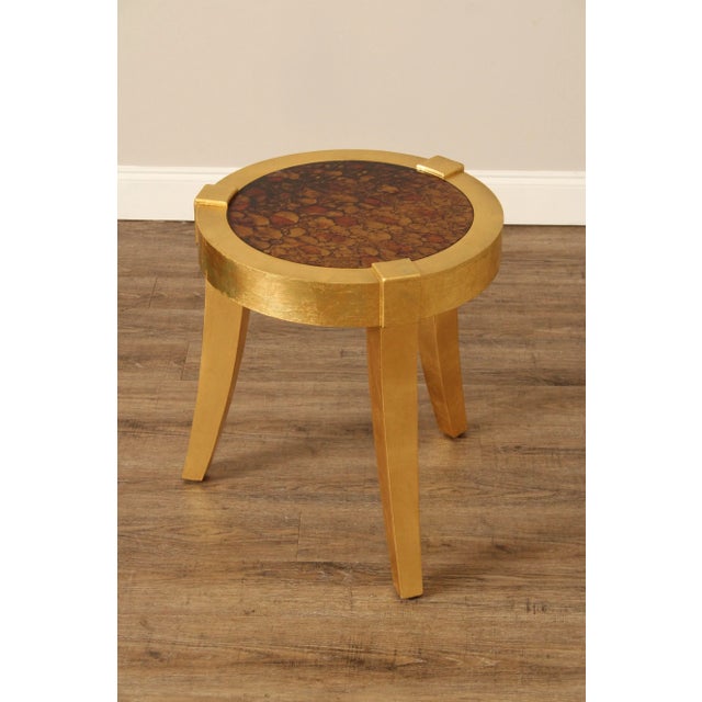 Hollywood Regency Pair of Gold Painted Side Tables For Sale In Philadelphia - Image 6 of 12