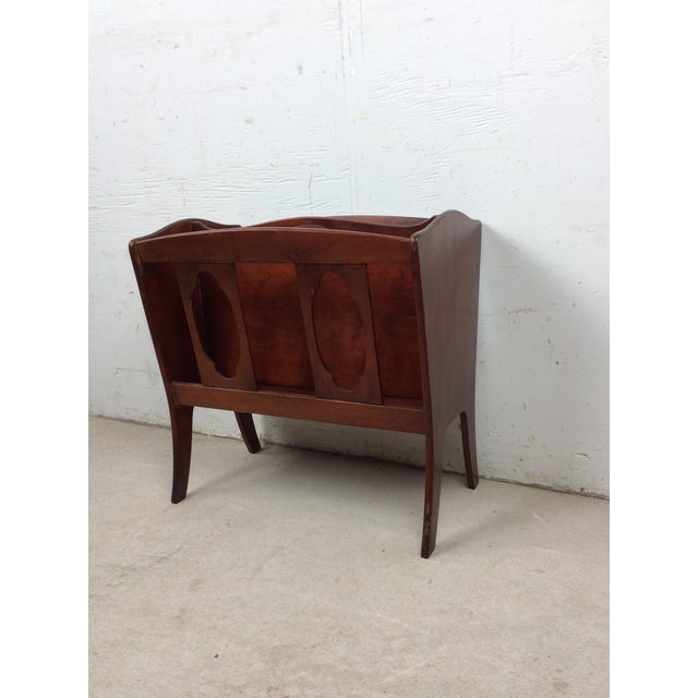 Vintage Solid Wood Magazine Rack With Handle For Sale - Image 15 of 18