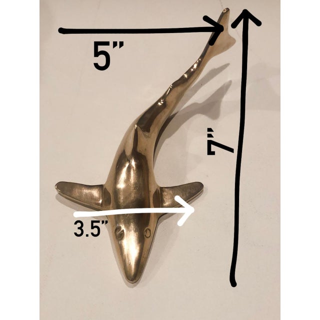 Mid 20th Century Vintage Brass Shark Figurine For Sale - Image 5 of 6