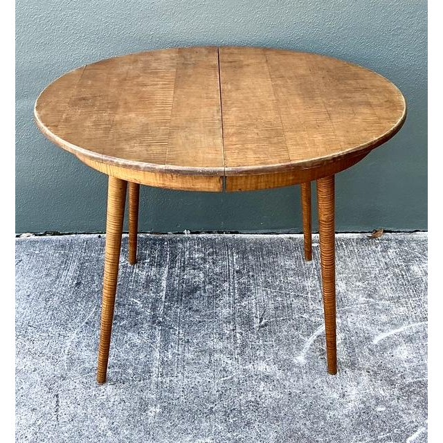 Vintage Tiger Maple Extendable Dining Table For Sale - Image 4 of 12