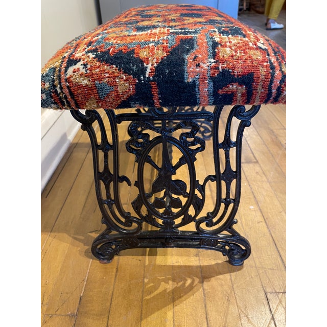 Metal Antique Cast Iron Bench For Sale - Image 7 of 7